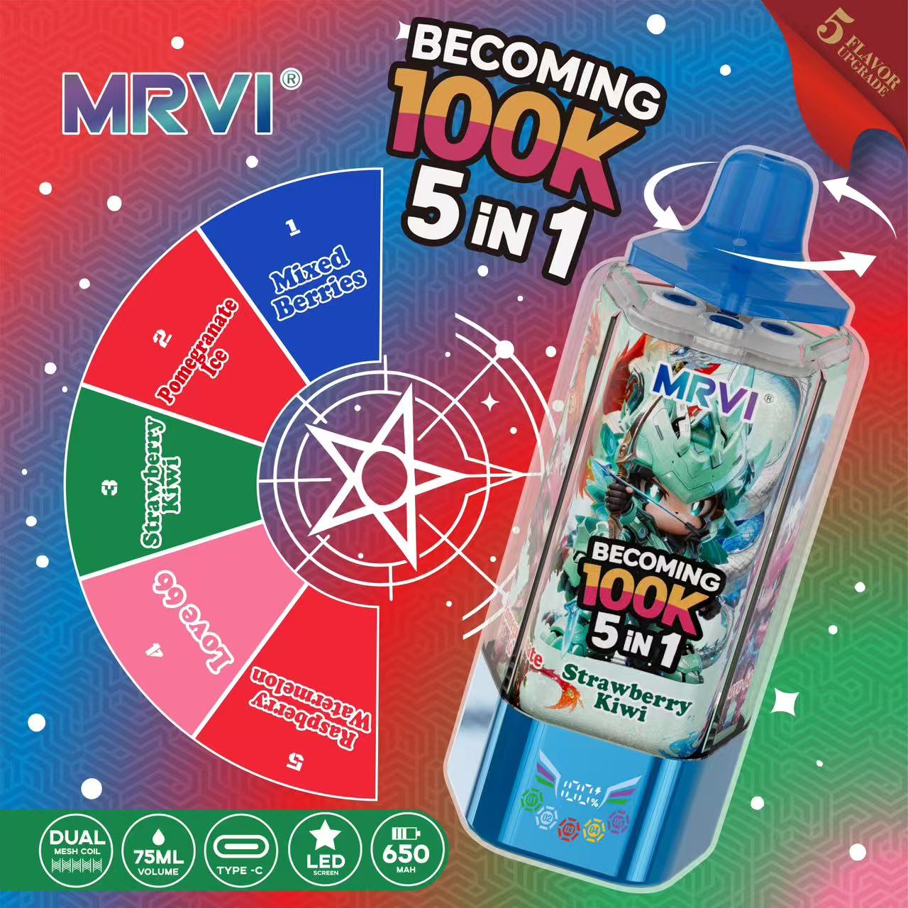 MRVI BECOMING 100K PUFFS With 5 in 1 flavor——10PCS/BOX - Image 2