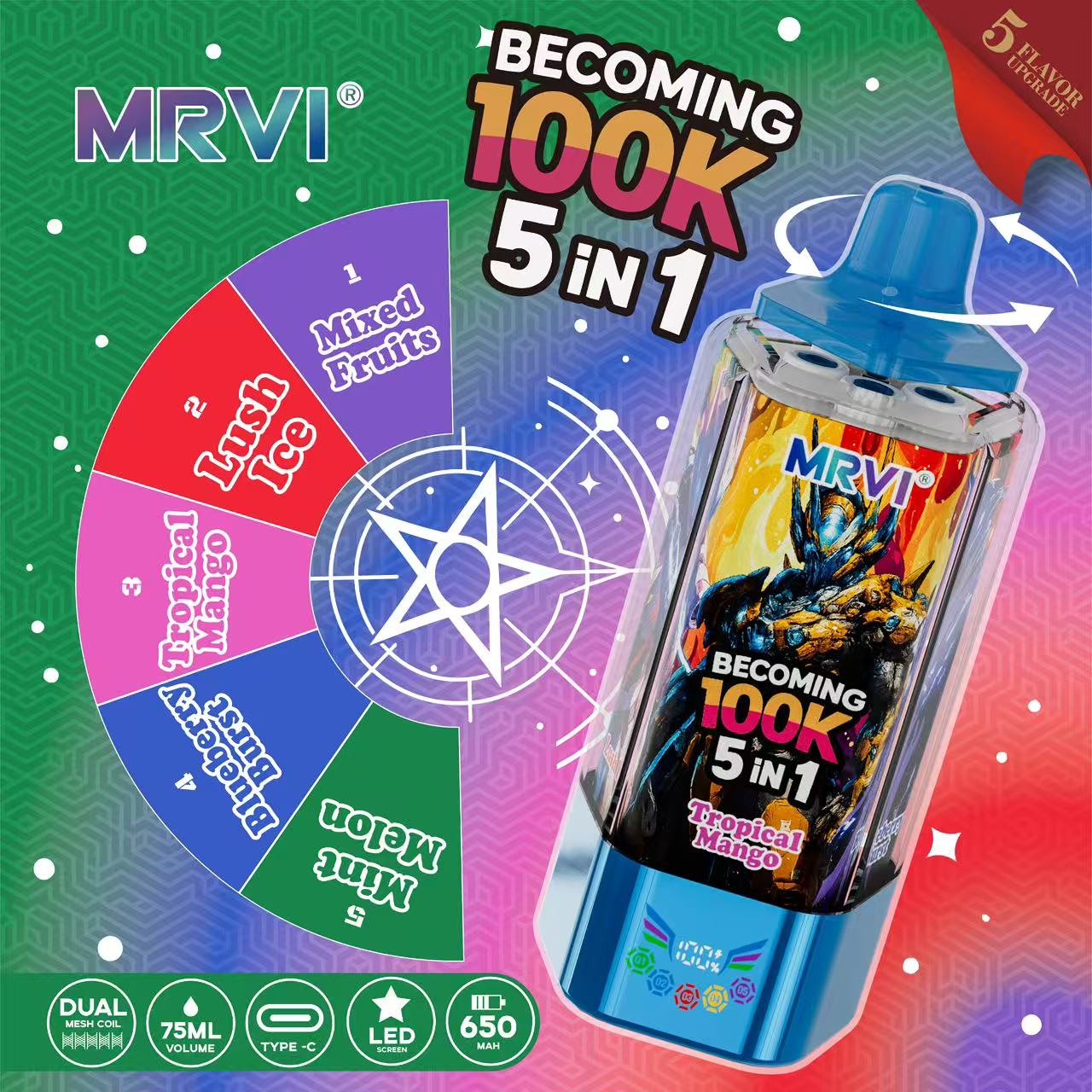 MRVI BECOMING 100K PUFFS With 5 in 1 flavor——10PCS/BOX - Image 9