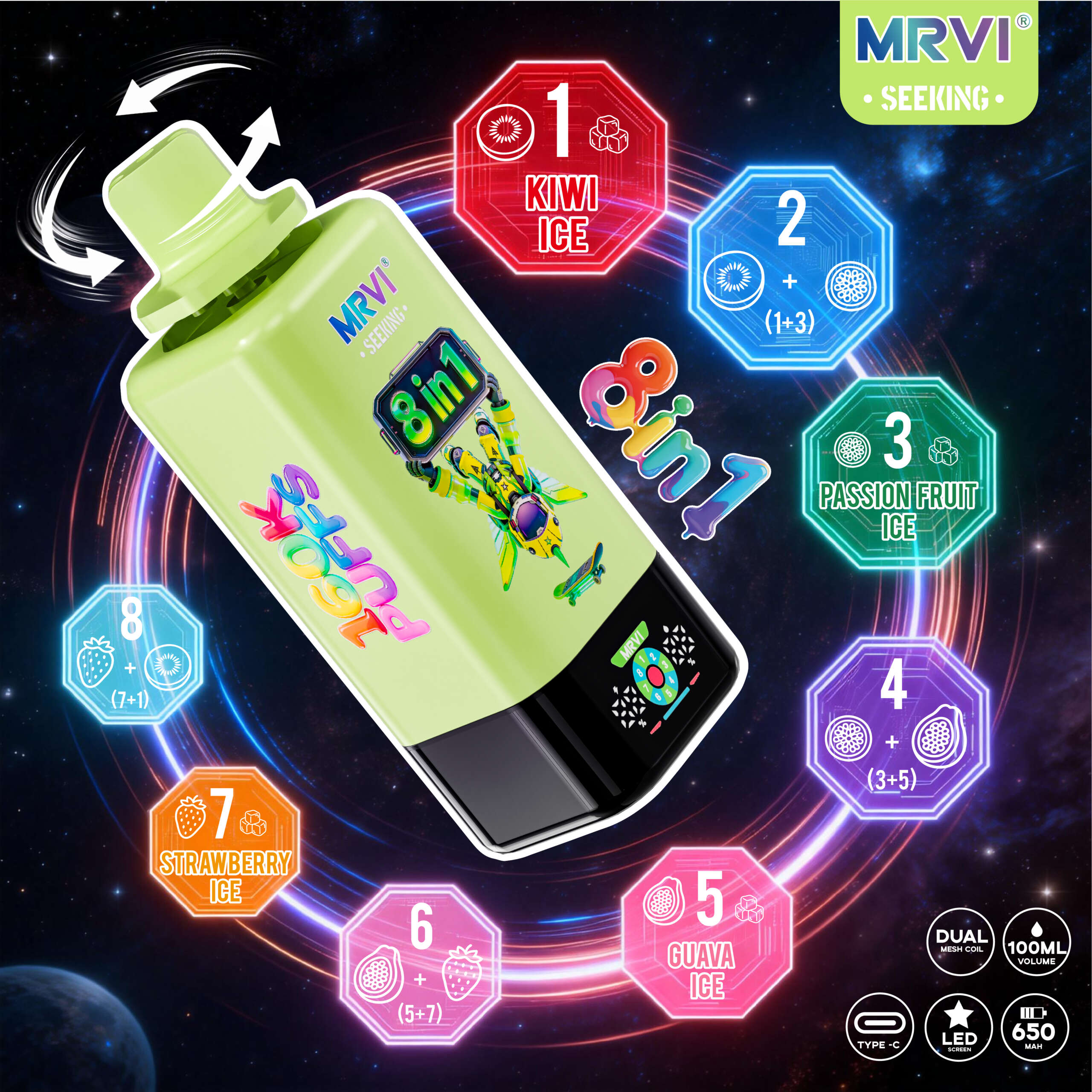MRVI SEEKING 160K Puffs 8 in 1 flavor——10PCS/BOX - Image 10