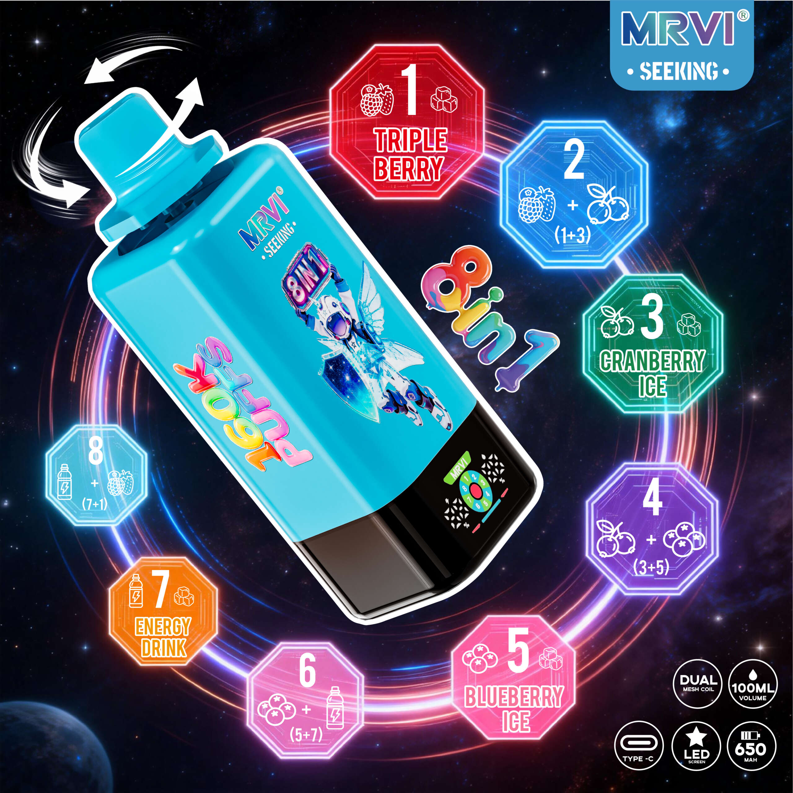 MRVI SEEKING 160K Puffs 8 in 1 flavor——10PCS/BOX - Image 11