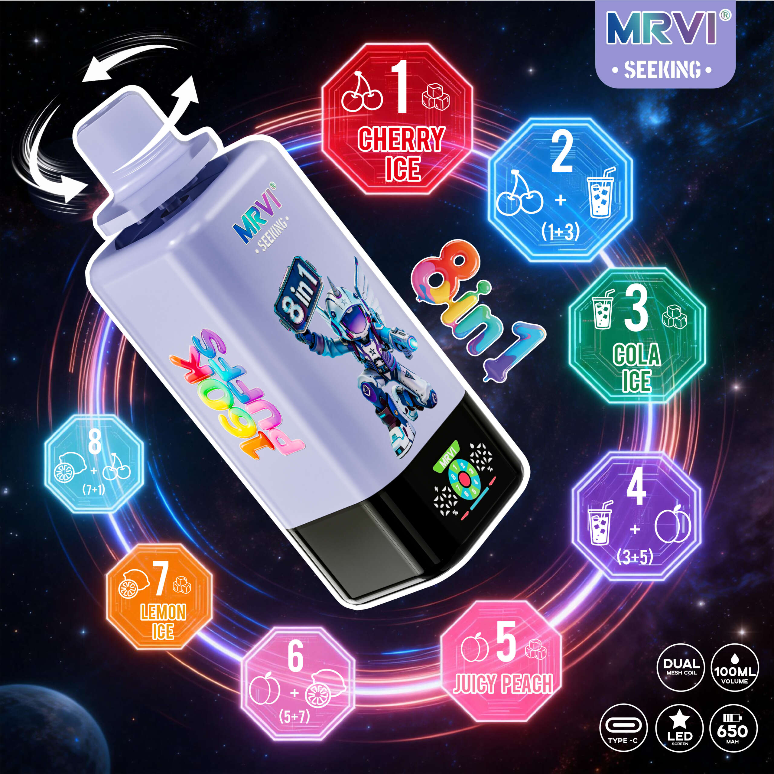 MRVI SEEKING 160K Puffs 8 in 1 flavor——10PCS/BOX - Image 9